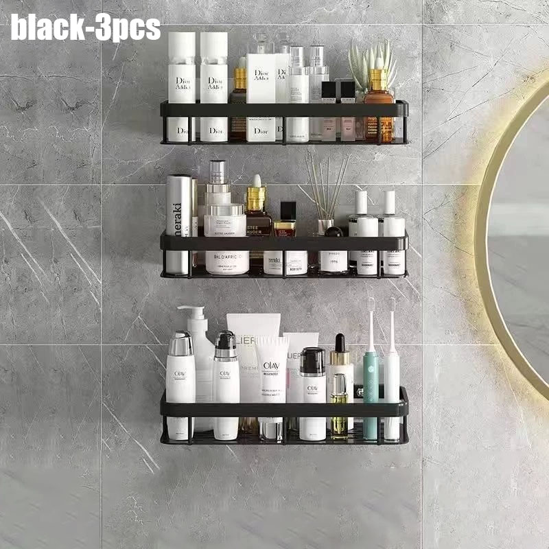 1-3pcs Bathroom Shelf Kitchen Storage Organizer Aluminum Alloy Shampoo Rack Shower Shelf Bathroom Accessories No Drill Shelf: Red
