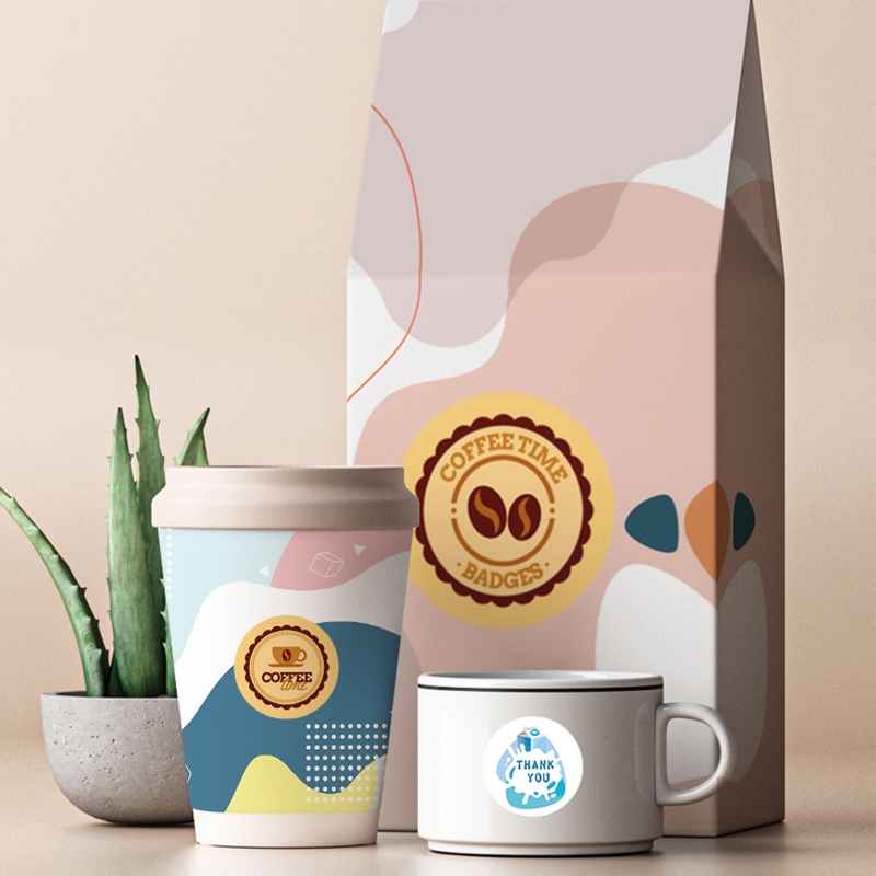 500 pezzi adesivi sigillanti etichette per bevande al caffè adesivi 1 pollice per sbarra caffè tazze da caffè da forno bevande sacchetto regalo di carta