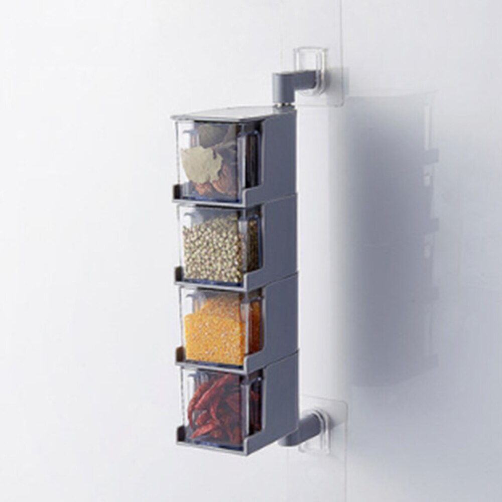 Kitchen Hanging Rotatable Seasoning Box Multi Layer Drawer Type Seasoning Box1: 4 Tiers White