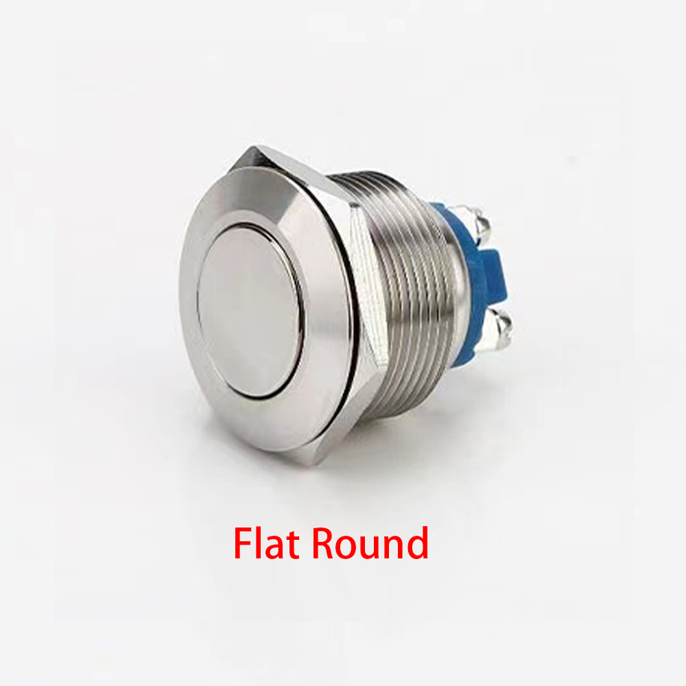 Momentary Push Button Start Stop Power Switch Metal Without Fixation Backlit Connected Electrical On Off High Flat Ball Round: Beige