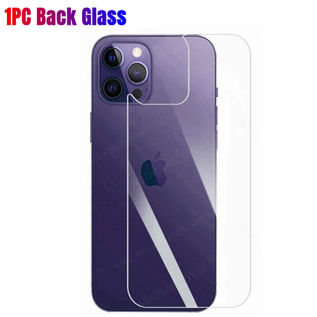 Vidrio templado trasero 2 en 1 para iPhone 16 15 14 13 12 Pro Max 15 Plus 15 pro max 16Pro Protector de pantalla trasera con lente de cristal: Azul oscuro /  Opción7