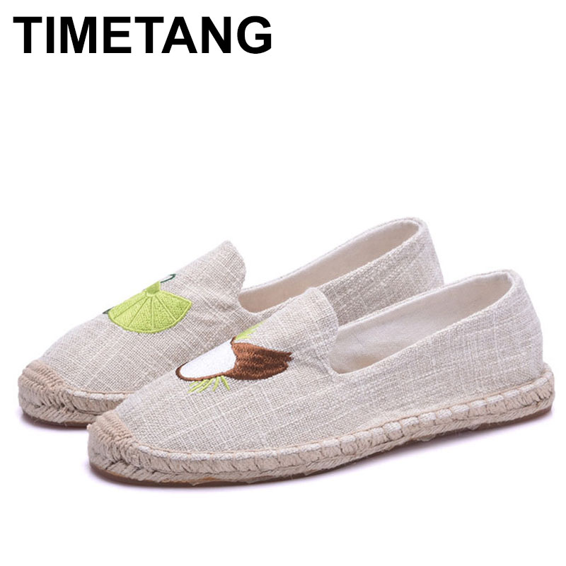 Timetang dame espadriller flade sko kvinder afslappet espadrille sommer loafers broderede komfortable sko piger hjem kvinder flad