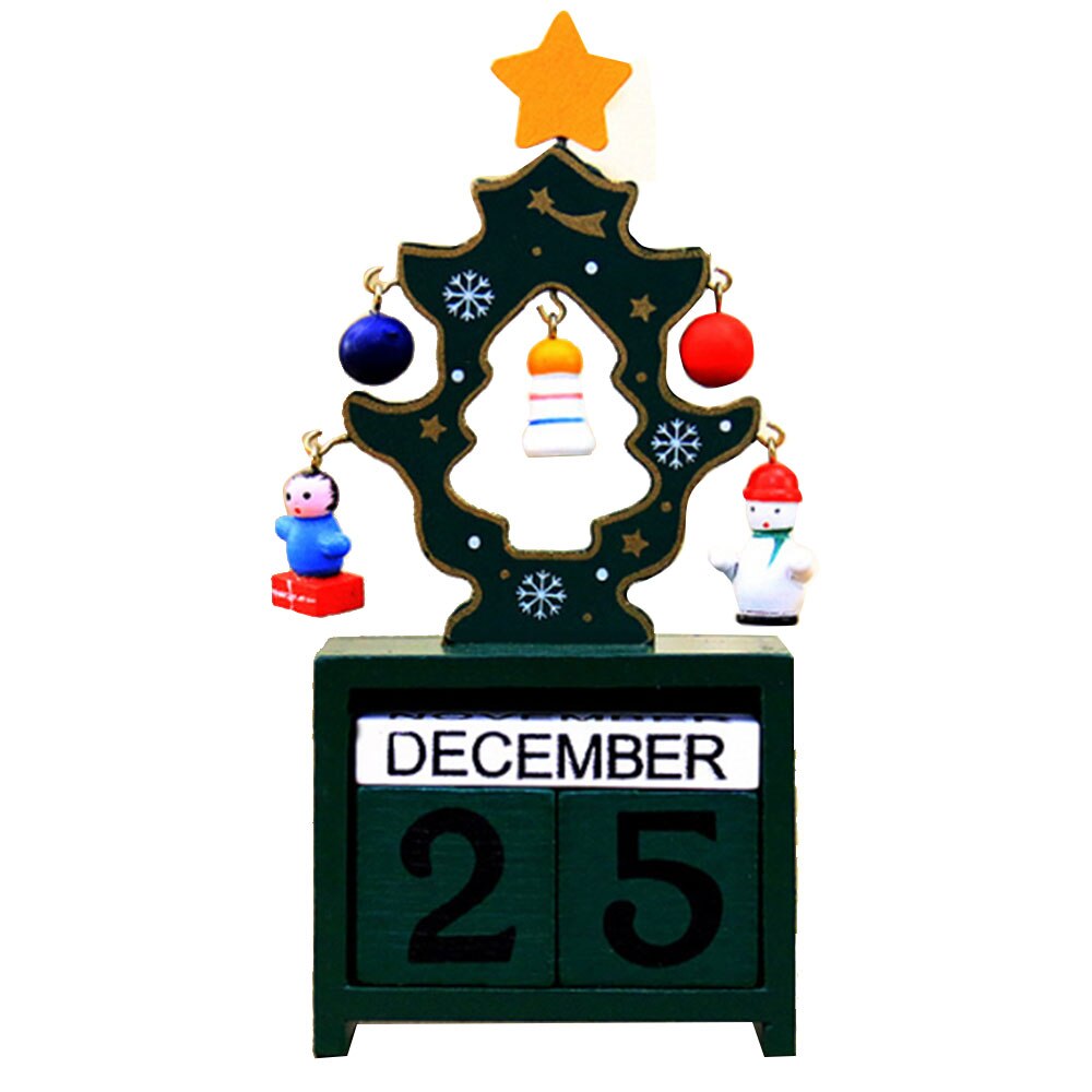 Christmas Tree Wooden Box Calendar Table Decor Decoration Ornament