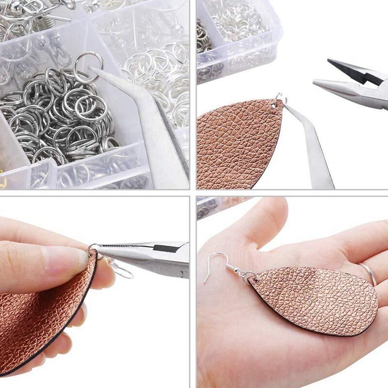 1553Pcs Earring Accessories Five-Color Single Circle DIY Jewelry Material to Send Cardboard with Pliers Tweezers Tool