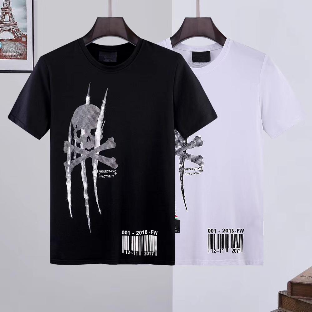 Summer Men T-shirt Men Short-Sleeved Tops Hip-Hop Street Sportswear Plein Skull Round Neck Short-Sleeved 3D Printed