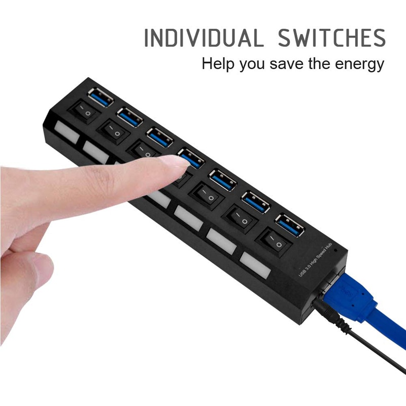 USB 3.0 HUB 4 Port USB HUB USB Splitter Power Adapter with Individual Power Switches for Computer Laptop Accessories HUB USB 3.0