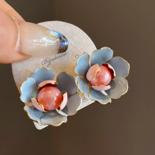 Pendientes largos de ojos grandes exagerados de estilo francés, pendientes de gotas de agua con perlas a la: Vino tinto