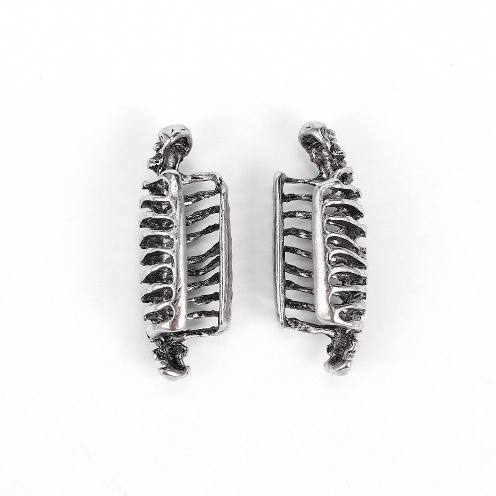 Boucles d&#39;oreilles gothiques à Clip, 2 pièces, personnalité rétro européenne et américaine, Punk, tête de mort, colonne vertébrale, manchette d&#39;oreille sans piercing