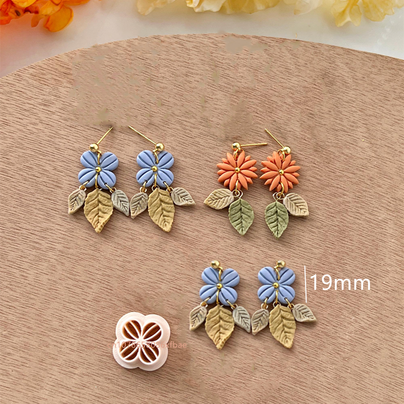 Nuevos cortadores de arcilla polimérica con forma de flor de primavera, arcilla colgante con forma Floral, pendientes DIY, joyería, fabricación de colgantes, herramientas de arcilla de cerámica: Amarillo claro