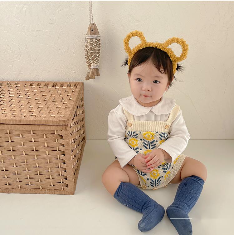 2022 wiosenne ubranka dla dzieci ubrania dla dzieci sweter z kwiatkiem baby girl sweter dziergany + romper crawling suit dwuczęściowy zestaw