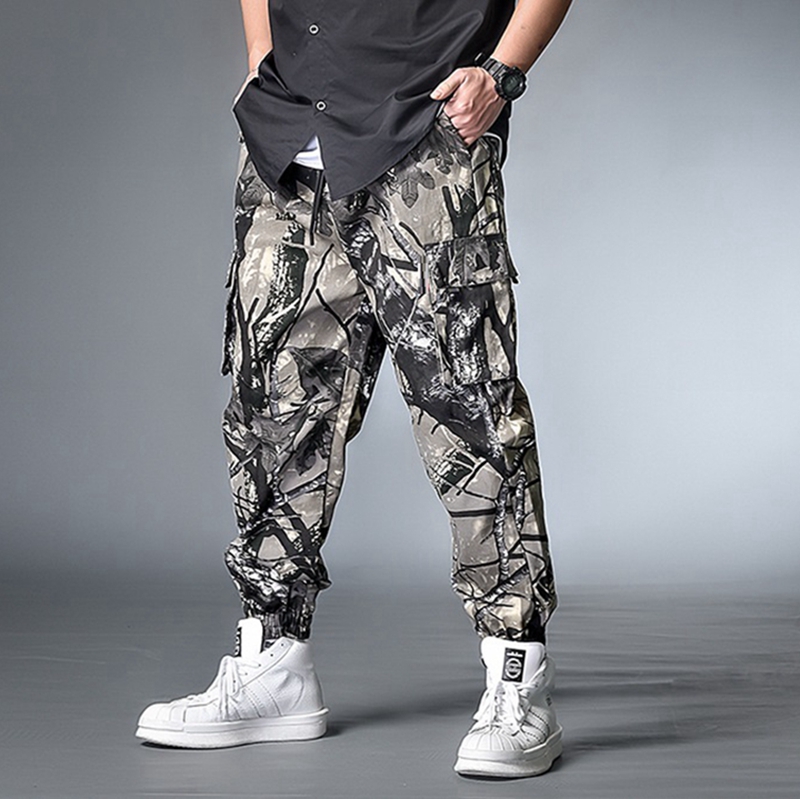 Pantalon de jogging pour hommes grande taille 7XL et 8XL, Streetwear imprimé feuilles, Hip Hop décontracté