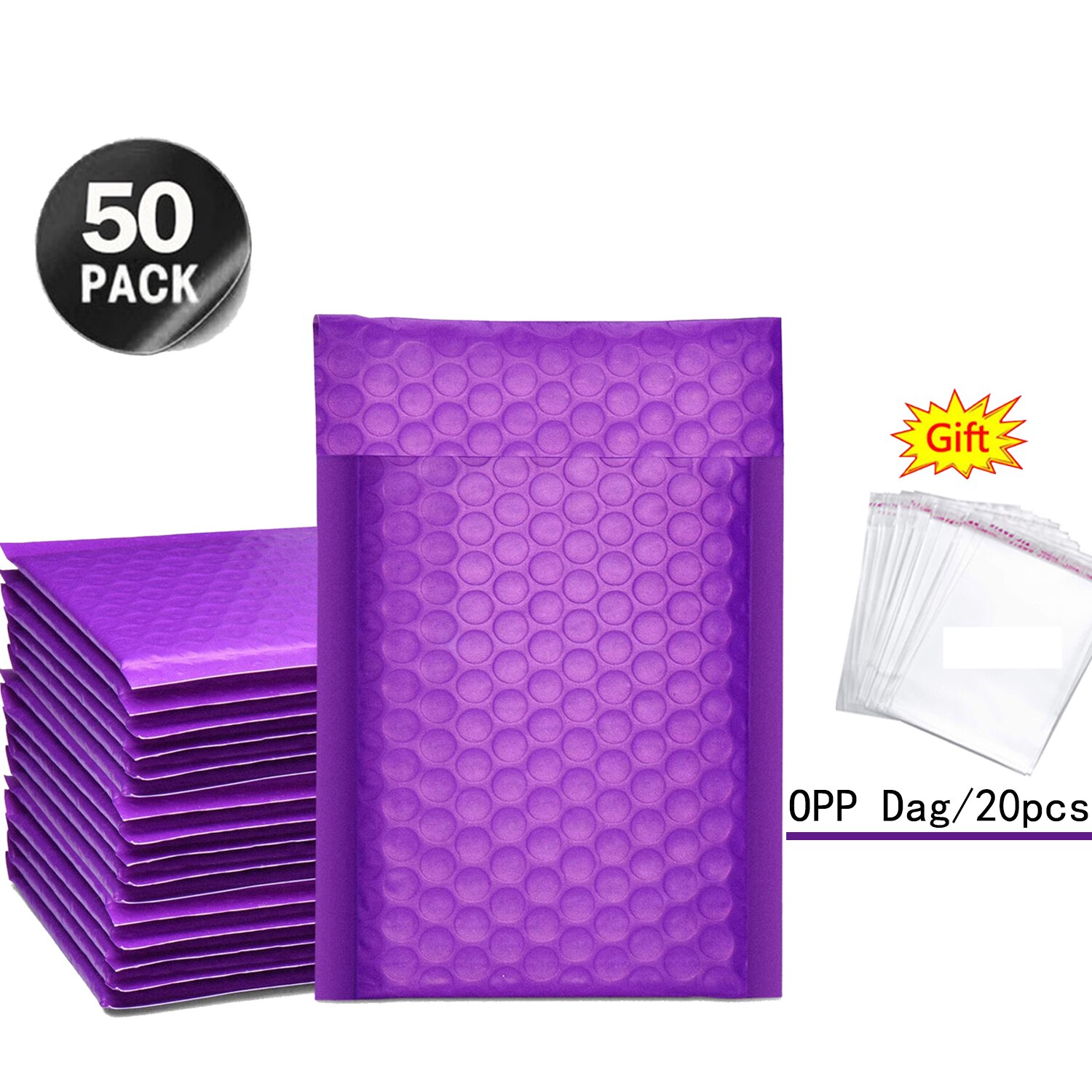 Purple 50Pcs Envelopes Bubble Mailers Padded Envelopes Envelopes Packaging Bags for Business Poly Envelopes Bag Packaging: Purple and gift / 18*23cm