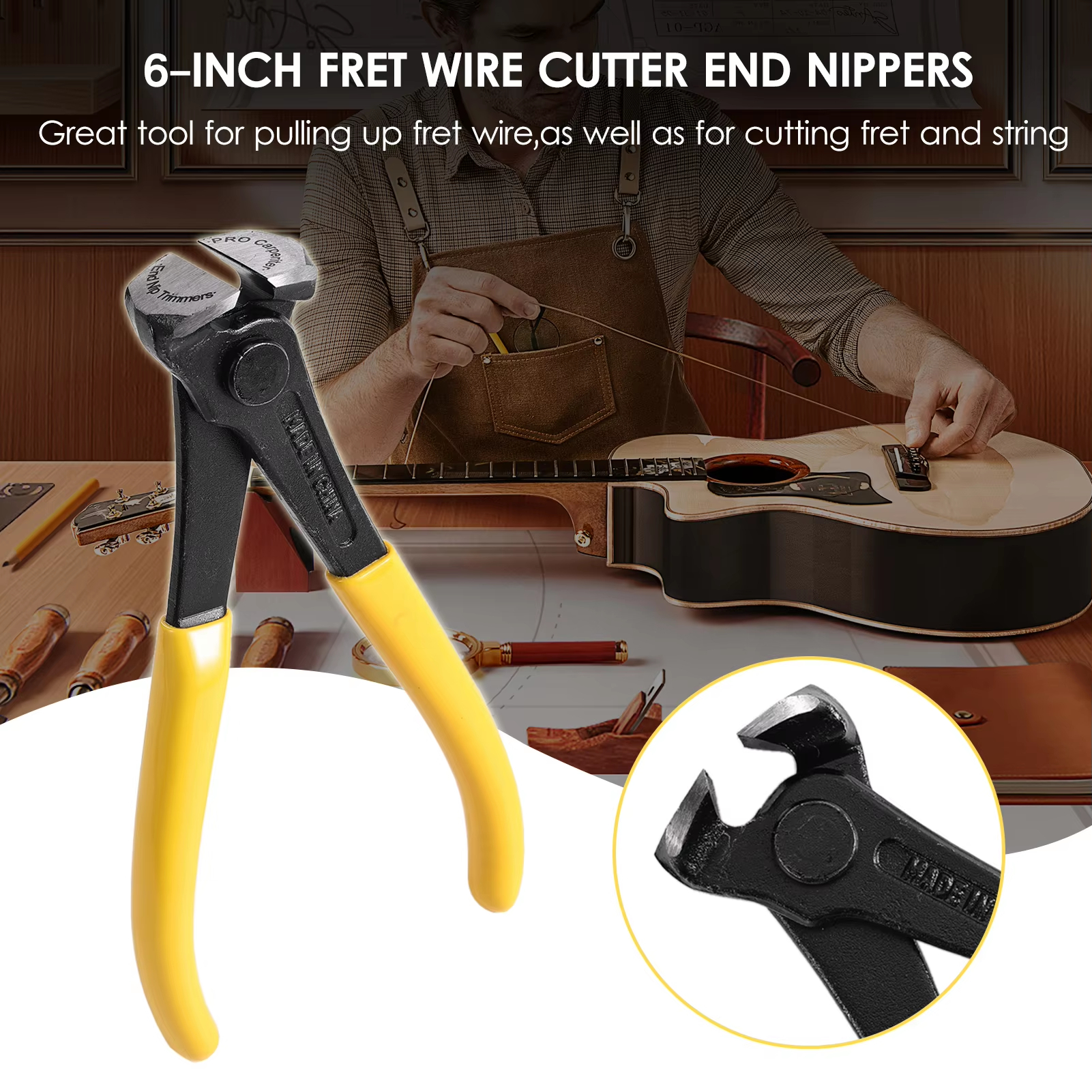 Muspor 1PCS Fret Cutting Repair Tool Carbon Steel Precision Guitar String Cutter for String Instrument Luthiers