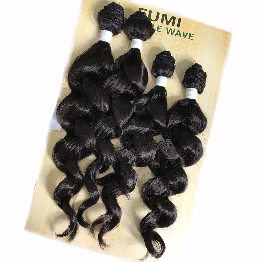 Body Wave 4 Bundels Synthetisch Haar Weave Pruik Zwart Bruin Kleur Haar Weven Uitbreiding Soku Hittebestendige Haar Weave Bundels: 2