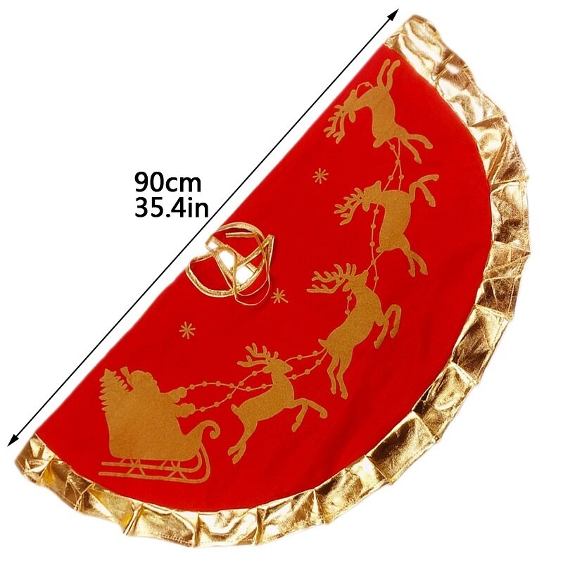 Diameter 90cm rødt juletre skjørt juletrepynt julepynt dekorert matte