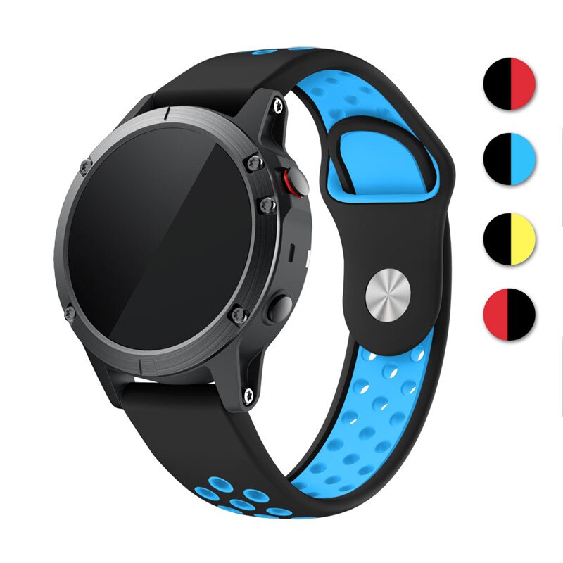 22mm Silikon Strap Quick Release Armband für Garmin Fenix 5/5 Plus/6/6Pro/Ansatz s60/Forerunner 935 Smart Uhr Sport Band: Black blue