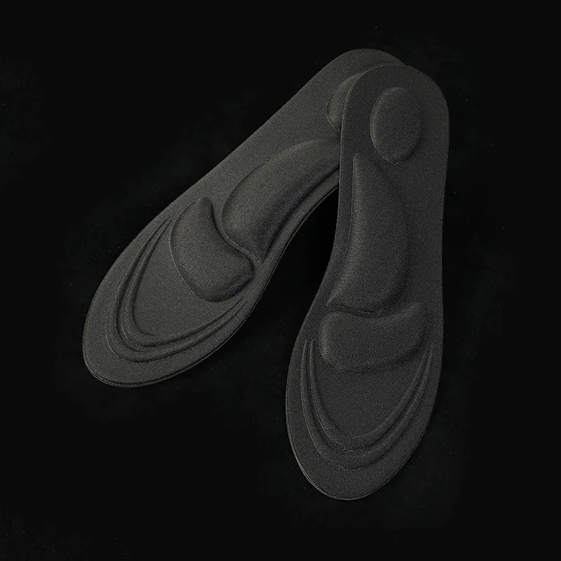 4D Massage Memory Foam Insoles for Shoes Sole Breathable Cushion Sport Running Insoles for Feet Orthopedic Insoles: black