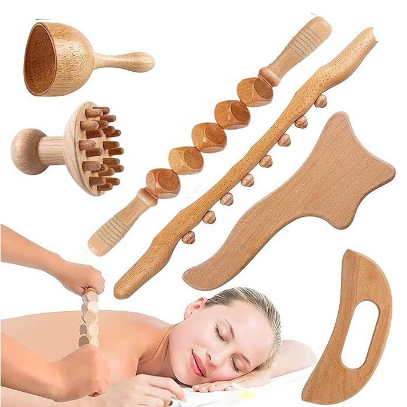Houten Massage Roller Therapie Lichaamsmassageapparaat Voet Gezicht Schouderhals Hand Duw Roller Massageapparaat Lichaam Vormgeven Massage Tool