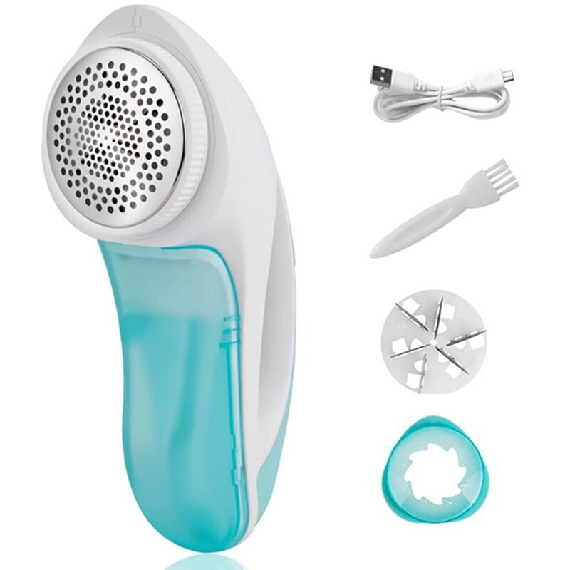 Mini Electric Lint Remover Fabric Shaver USB Small Home Stainless Portable Fuzz Remover for Fabric Pet Hair Clothes: Blue