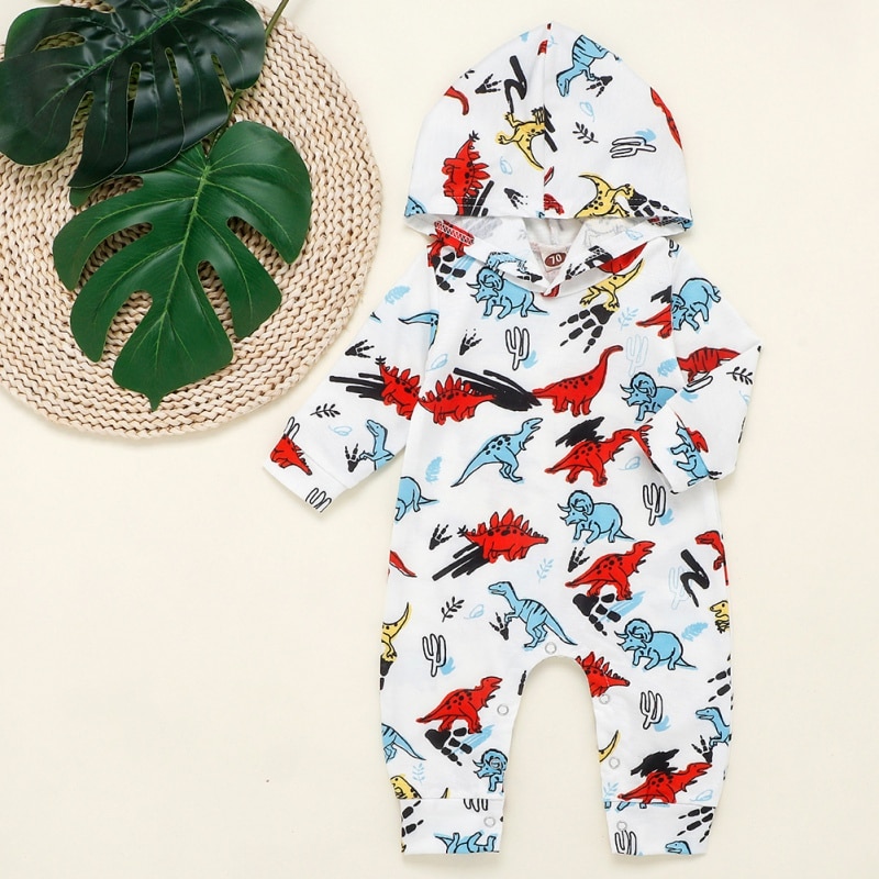 Kleinkind Baby Kleidung Mit Kapuze Lange Hülse Dinosaurier Druck Junge & Mädchen freundlicher Baby Strampler Baumwolle Gesamt Neue Geboren Baby Kleidung Outfit34
