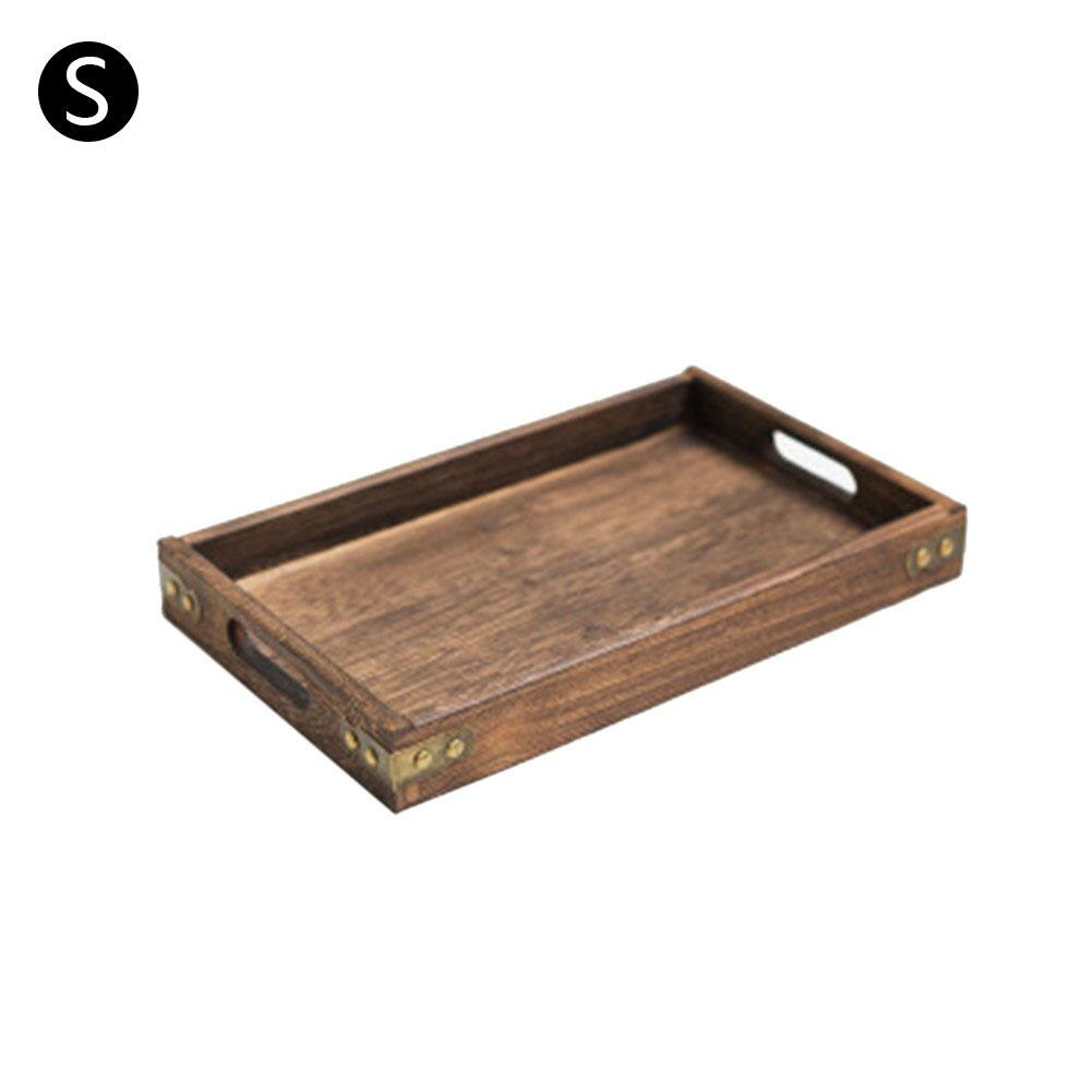 Rectangular Solid Wooden Tea Tray Tableware Dinner Breakfast Holder Tray for Home Hotel: S