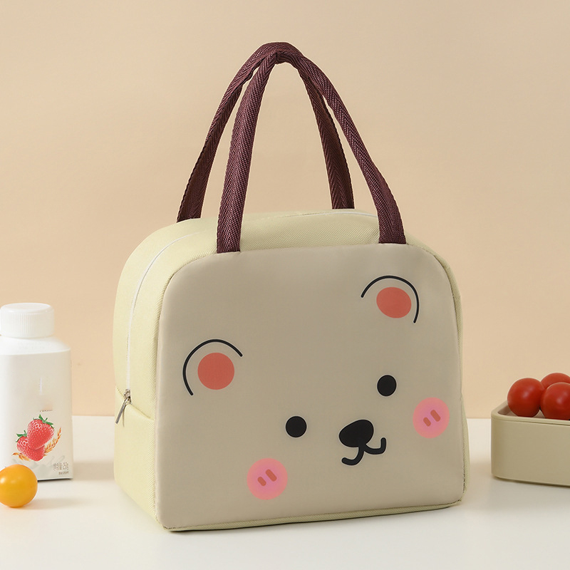 Cartoon Lunch Bag Portable Cute Pet Lunch Bag Oxford Cloth Thickened Insulation Bag Fresh Handheld Ice Pack Lunch Box Bag: black