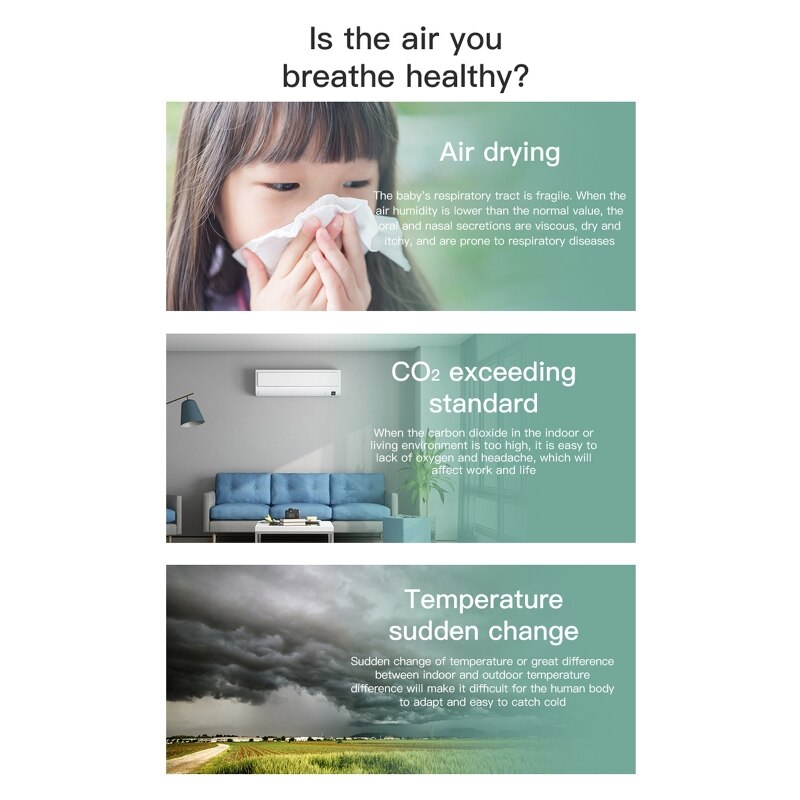 Wall Mount CO2 Detector Meter Indoor Air CO2 Monitor 400-5000 PPM Portable Carbon Dioxide Detector Monitor 2022