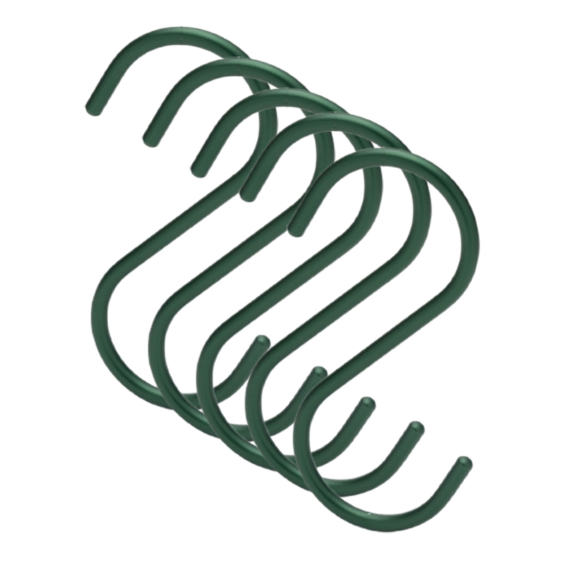 Crochet en acier en forme de S, crochet en forme de S, pour la cuisine et la chambre à coucher, garde-corps multifonction, crochet de support de fermoir, crochet de rangement suspendu aussi 5 pièces: Matte green