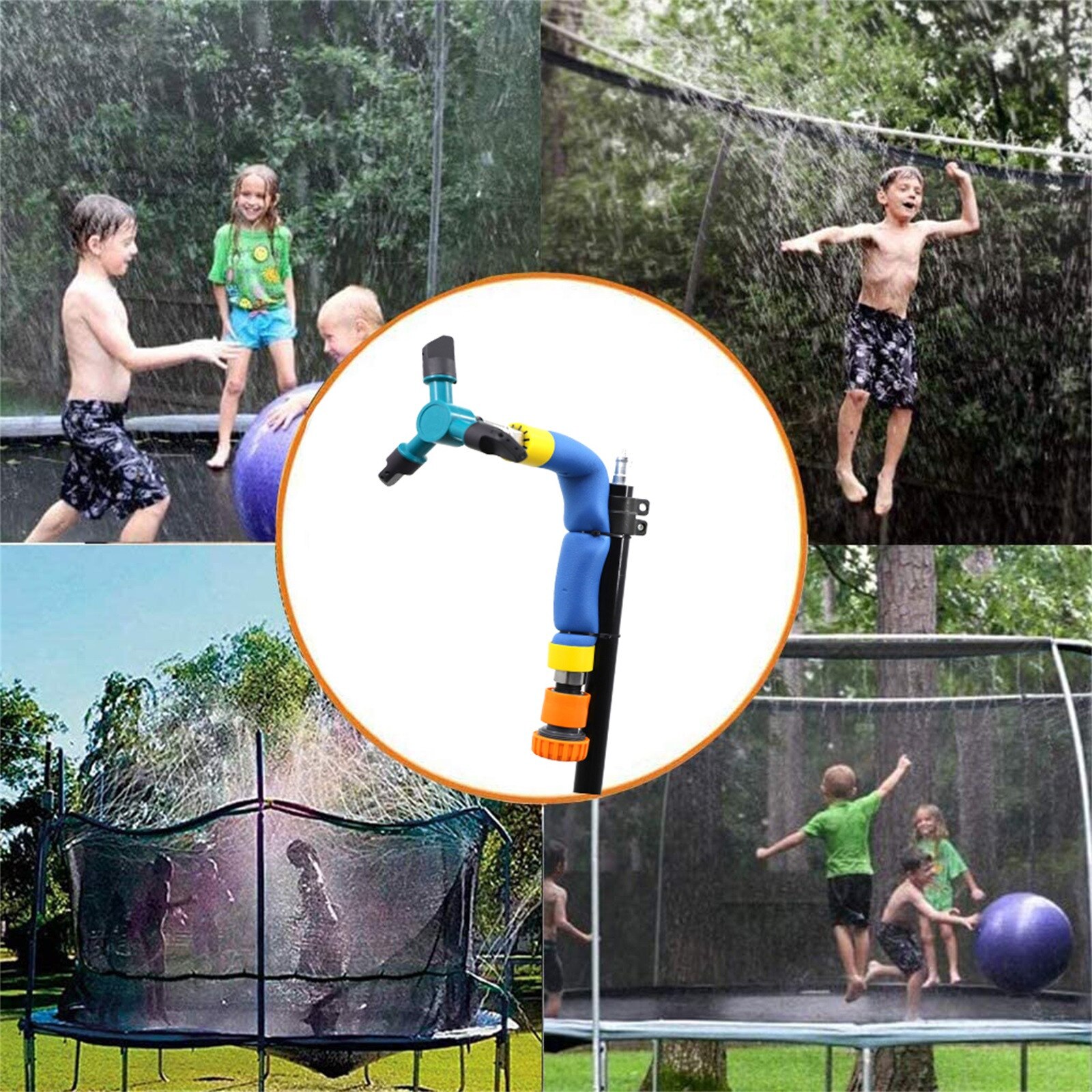 Rociador de agua de trampolín para niños, rociador de agua para jardín al aire libre, juguete de pulverizador para patio trasero, accesorios para parques acuáticos, diversión