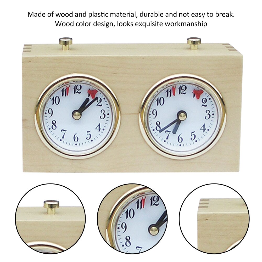 Multifunctionele compacte schaakklok analoge timing gereedschap competitie toernooi mechanisch duurzaam bordspel nauwkeurig houten