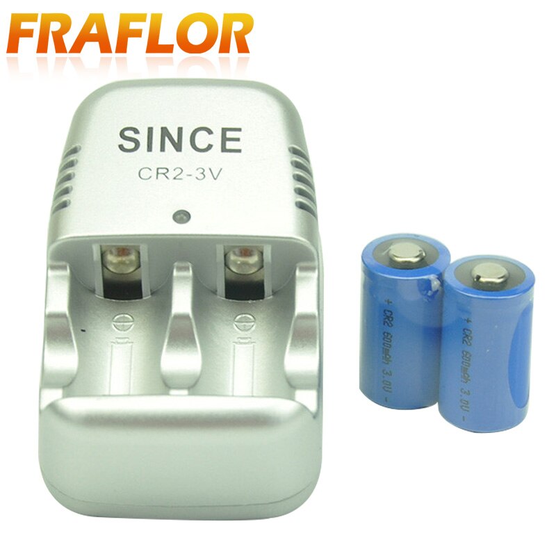 3V CR2 Battery 2 Pcs 3V Li-ion Rechargeable Battery + 1 Pcs CR2 Battery Charger For Rangefinder Mini Telescope Camera Batteries