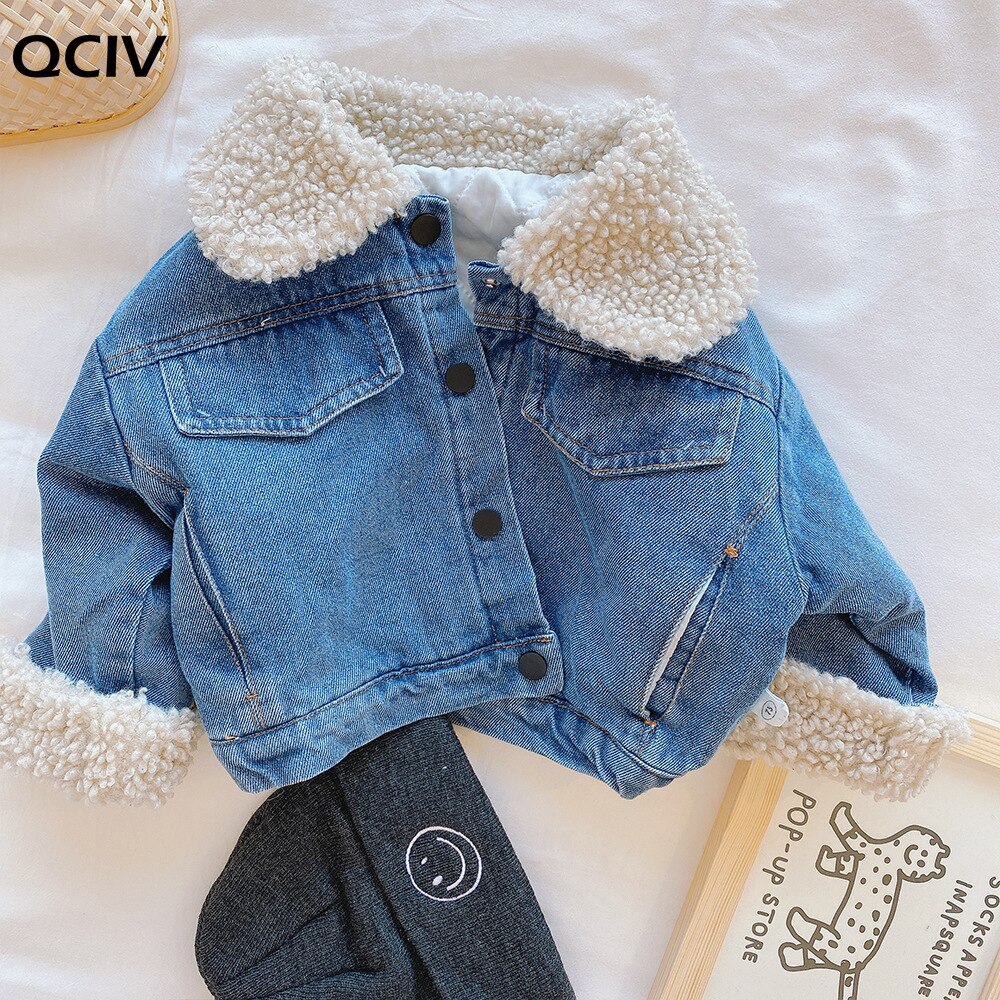 Nova primavera inverno crianças denim jaqueta bebê meninos meninas casaco quente moda crianças outerwear roupas do bebê da criança