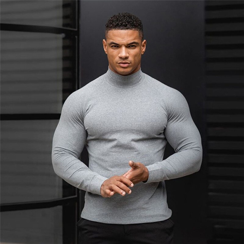 T-shirt à manches longues pour homme, vêtement de Gym, Fitness, musculation, Slim: GRAY / M