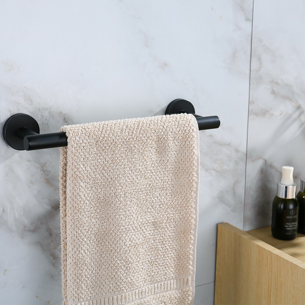 Bathroom Hardware Set Black Robe Hook Towel Rail Bar Rock Bar Shelf Tissue Paper Holder Bathroom Accessories.: Towel Bar
