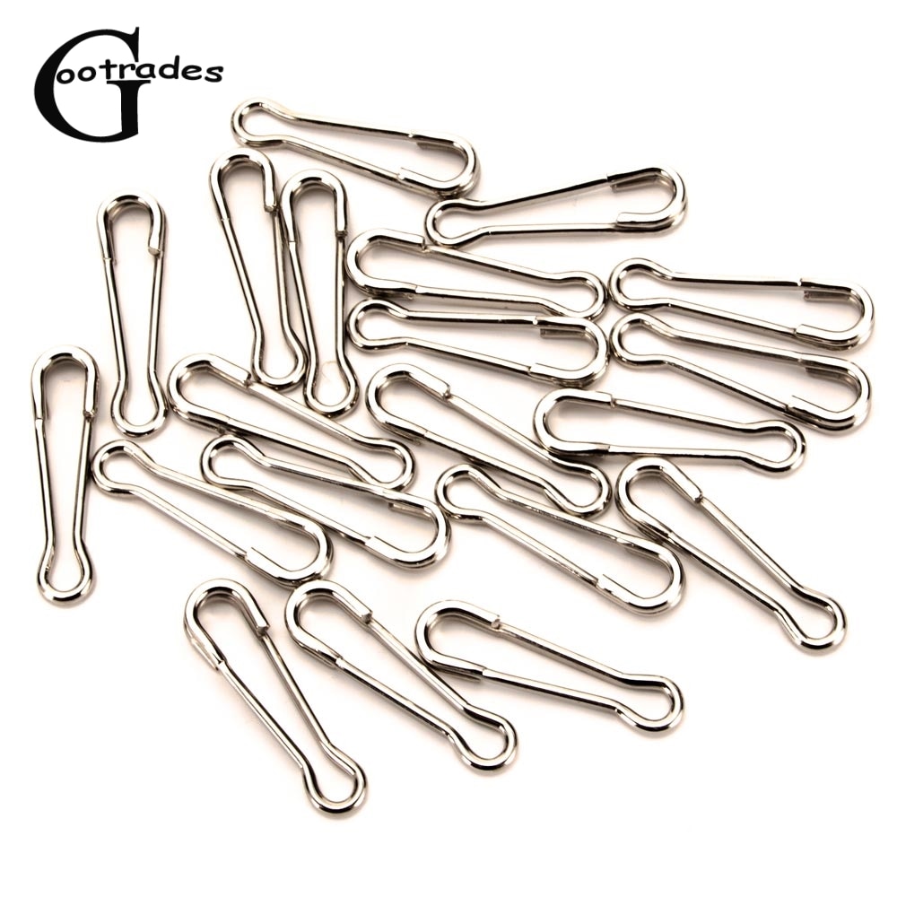 20pcs Fishing Connector Lure Snap Hook Fastlock Barrel Swivel Safety Fish Accessories Feeder Ring Carp Tool High Stainless Steel