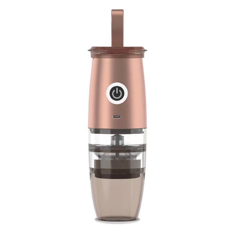 2 in 1 Portable Coffee Grinder Electric Manual Coffee Miller Automatic Coffee Bean Grinder Machine Espresso Maker USB Charging: Gold