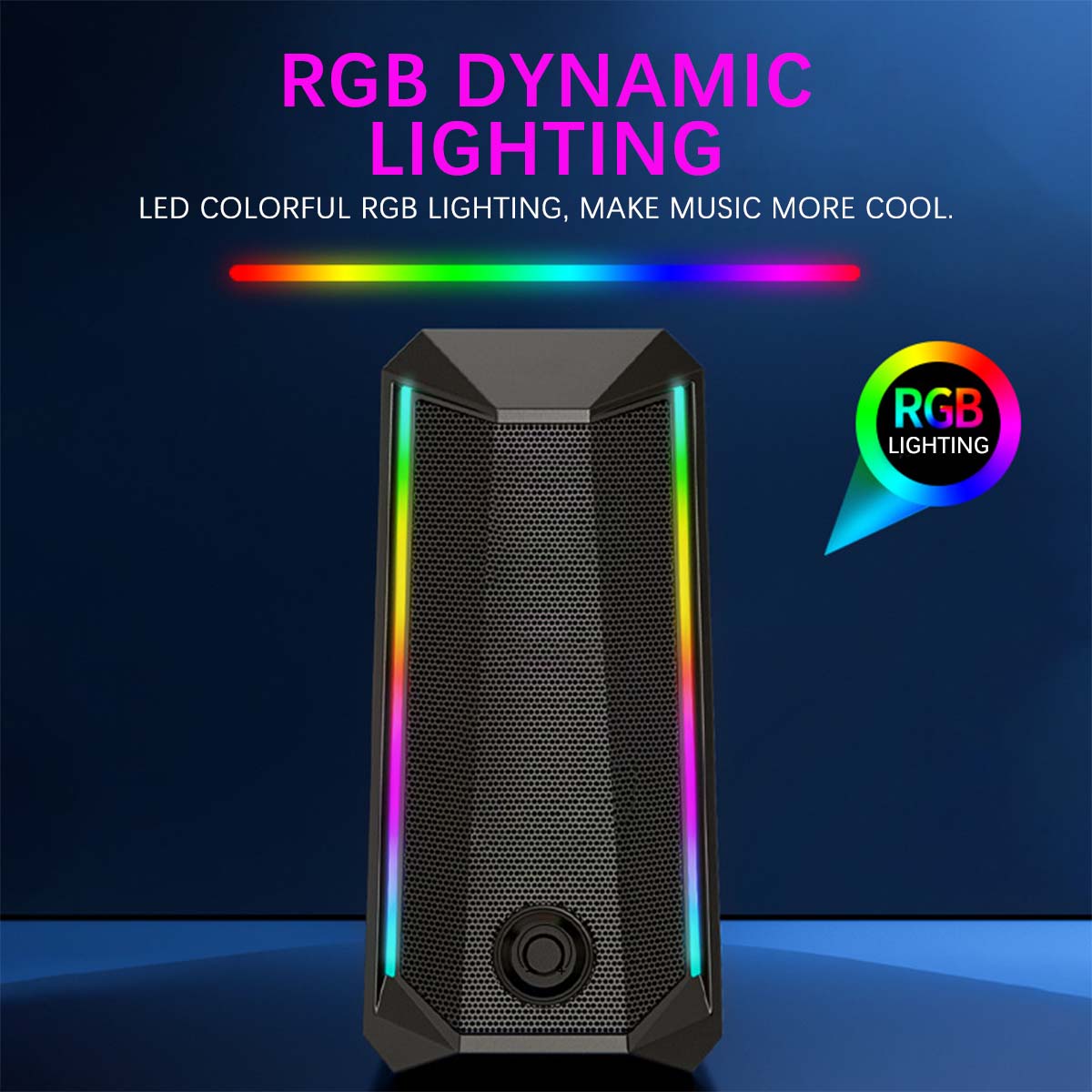 Touchtable RGB Lights Computer Speaker USB 5D Surround Sound Subwoofer Music Speaker for Laptop Notebook PC Stereo Loudspeaker