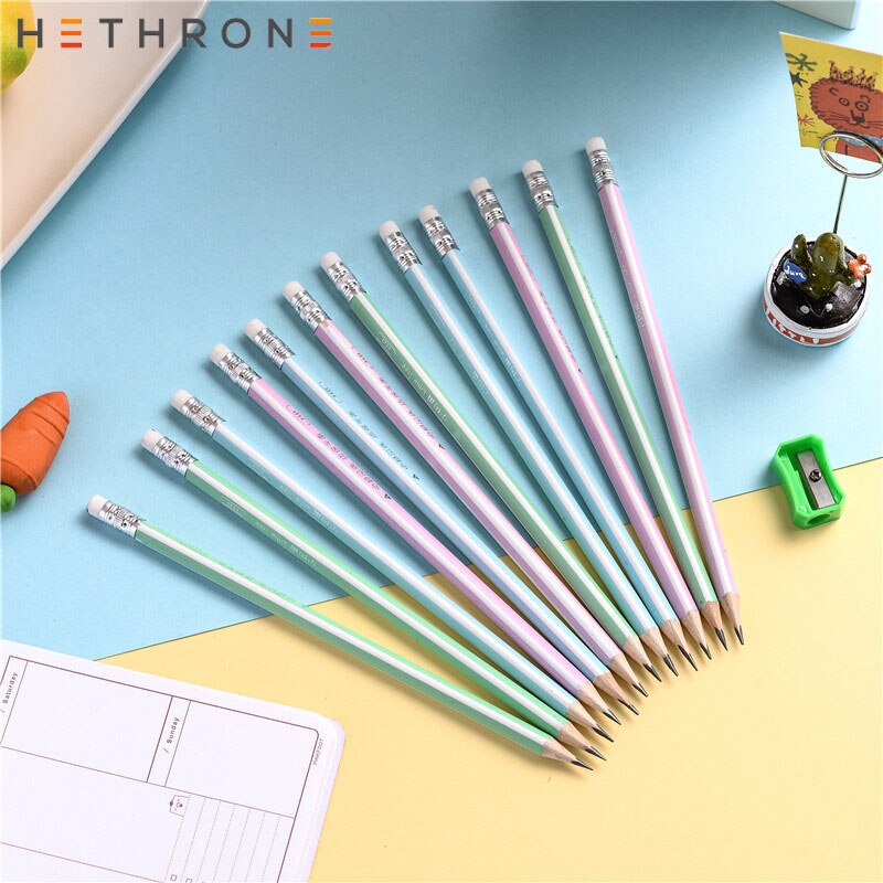 Hedrone-lápices para el colegio de madera, LÁPICES PARA escribir y dibujar, lápices simples de grafito, artículos escolares, 12 Uds.