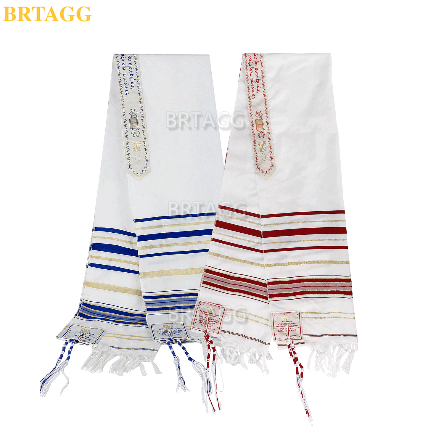 Brtagg Tallit Gebed Sjaal, Engels/Hebreeuws Met Tas, 180X52Cm, Joodse
