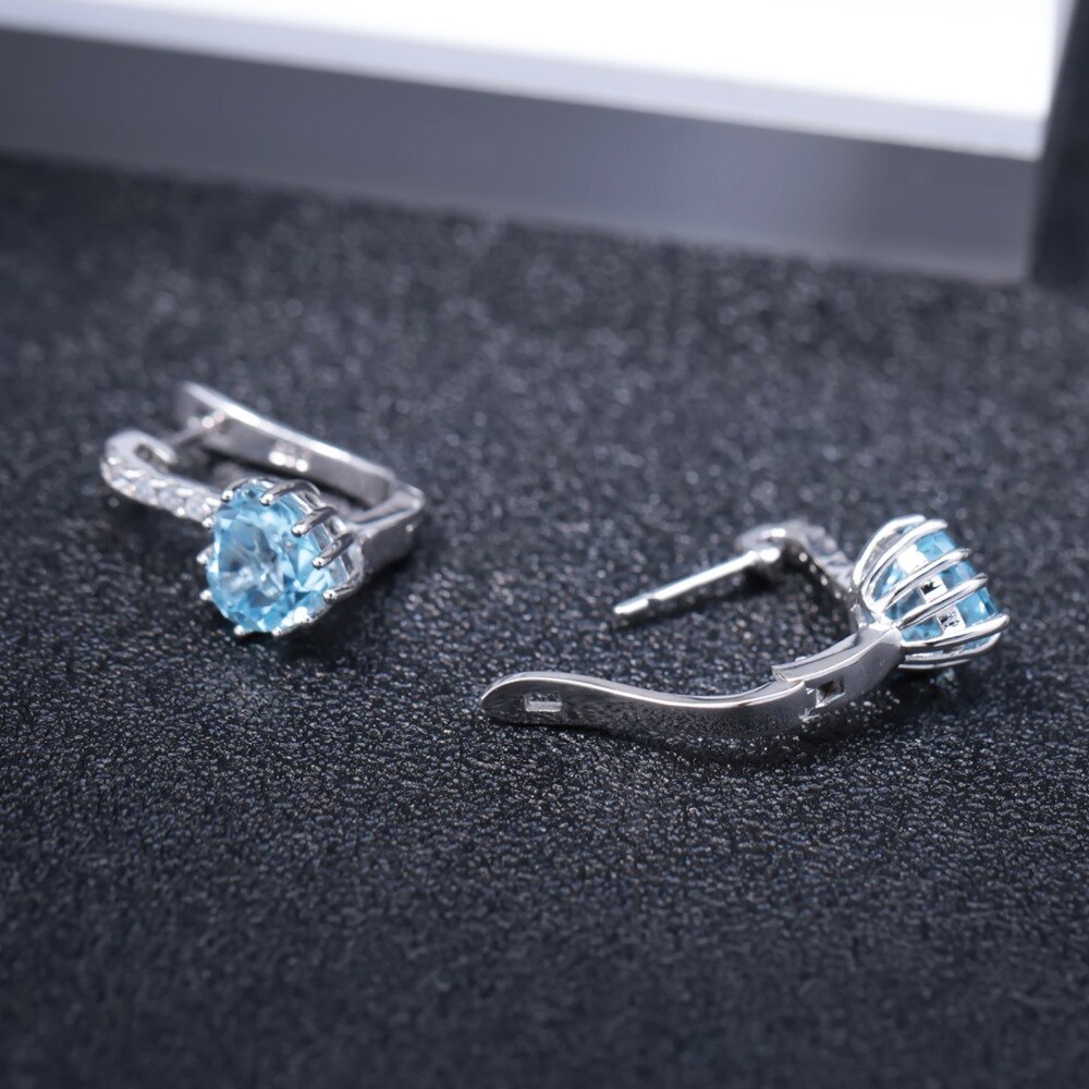 Gem 'S Ballet 5.15Ct Natuurlijke Sky Blue Topaz Edelsteen Oorbellen 925 Sterling Zilveren Fijne Sieraden Voor Vrouwen