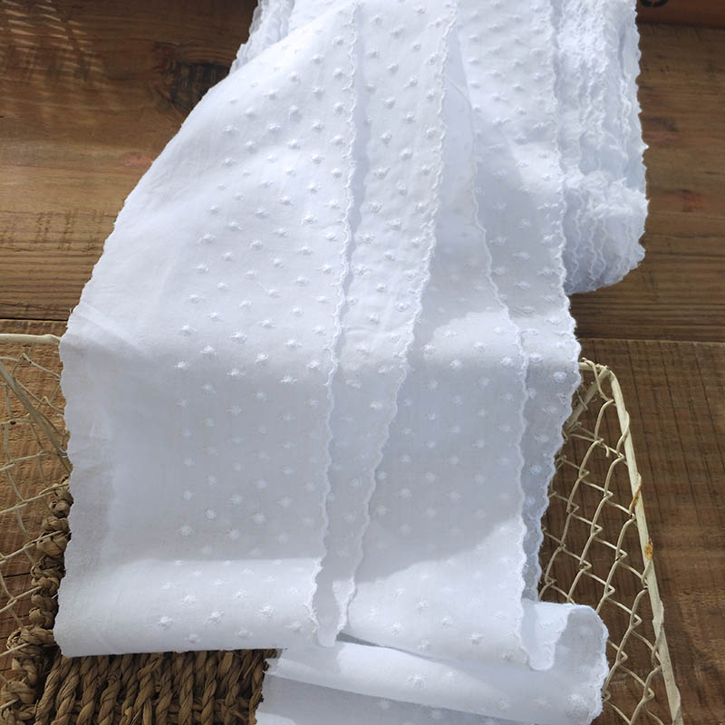 En meter blomsterbroderet hvid bomuldsbånd til diy tøj syning stof 10cm blonder trim hjem tekstil gardin dekoration