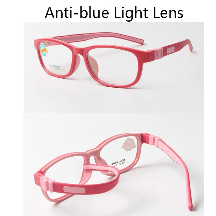 49-15-130mm Anti-blue light lens Children Glasses Frames Cute Flexible Soft Detachable Vision Glasses Children Kids Eyewear: Red Pink