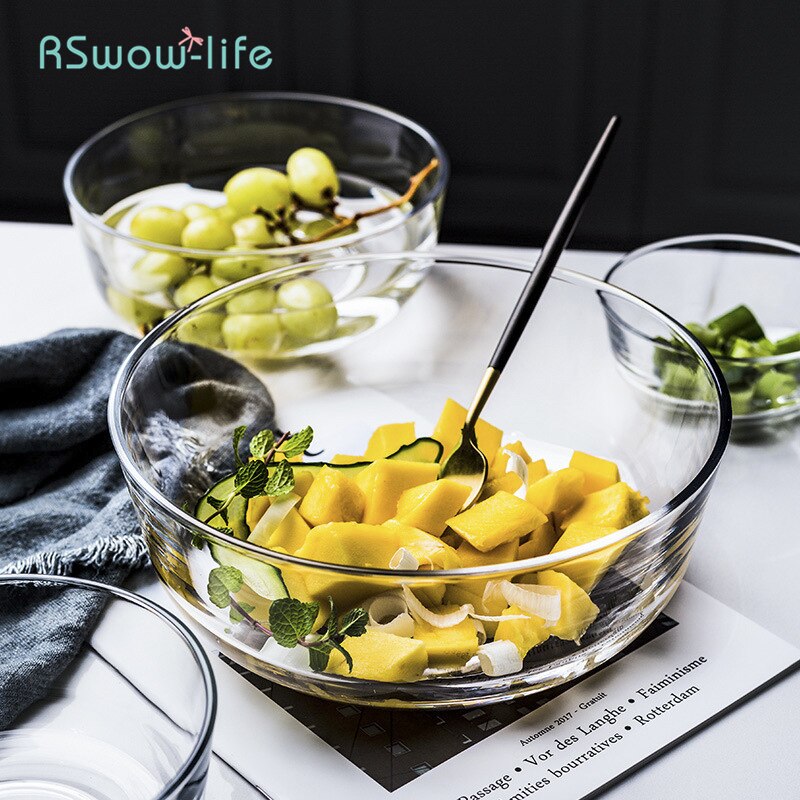 nordisch Stil Kreative transparent Frucht Salat Glas Schüssel Haushalt Nachtisch Schüssel Abendessen Tiefe Platte Gerichte Küche Liefert Runde
