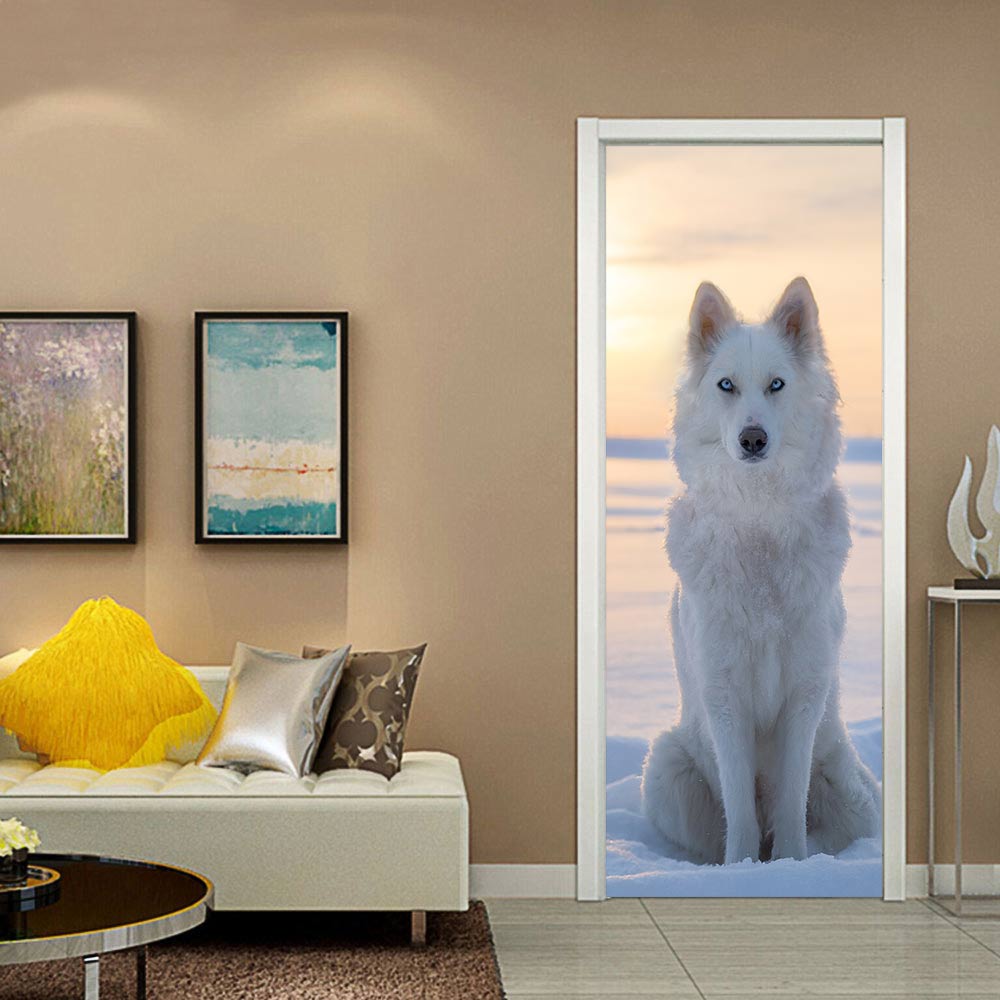 3D Arctic wolf door stickers wall stickers self-adhesive waterproof removable