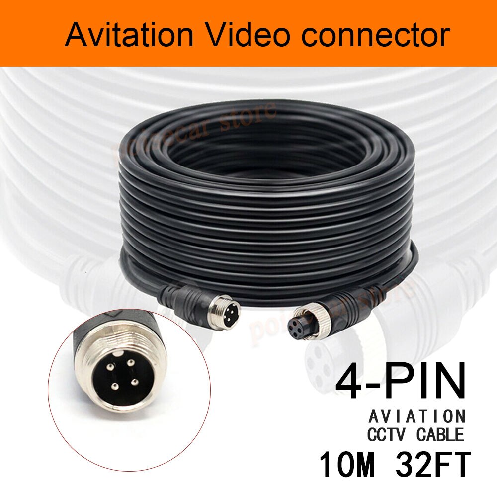 16FT 5M 5pcs Car Video Extension Cable 4-Pin Aviation Connector car camera Video For Camera DVR
