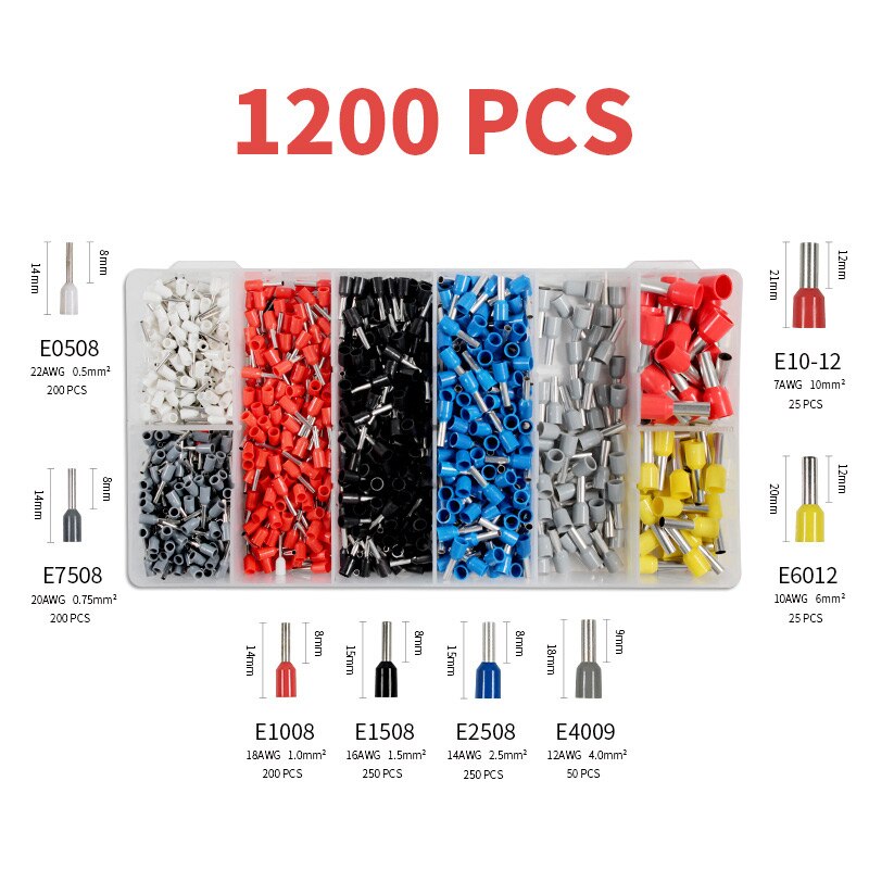Crimping Tube Terminal Pliers 0.25-35mm GERMAN Style Mini Crimper Pliers electrical Bootlace 1200pcs Terminal VE Crimping Tools