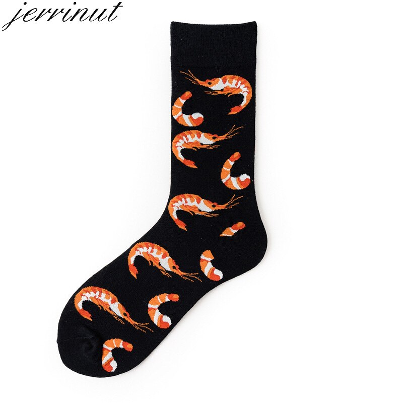 Jerrinut herre bomull uformelle morsomme sokker med trykk glade søte tegneseriesokker varme høst vinter tegneseriesokker mannskap 1 par