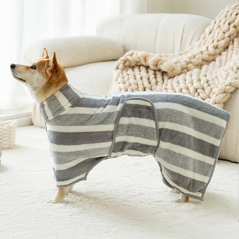 Dog Bathrobe Absorbent Pet Quick Drying Bath Towel Dog Bath Towel Large Small Dogs Clean Absorbent Bathrobe Full Body Wrap Cat