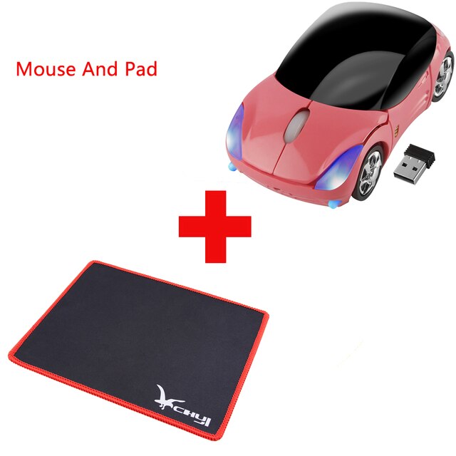 2.4G Wireless Mouse Mini Cute 3D Car Shape Computer Mause 1600 DPI USB Optical Kid Girl Small Mice For Laptop PC Notebook: Pink And Mouse Pad