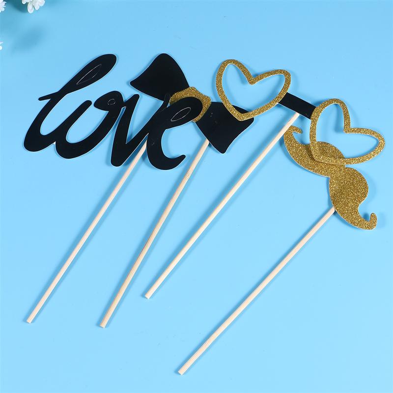 12pcs Party Prop Set Funny Glitter Decorative Photo Booth Props Party Supplies for Photograph Party Wedding